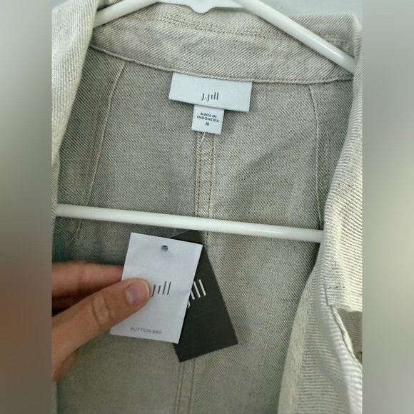 NWT J. Jill Flax Flannel Shacket Button down Shirt Beige Tan Size M Comfy Linen - Picture 6 of 11